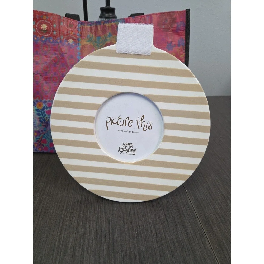 Happy Everything! By Laura Johnson Stripe Mini Round‎ Picture Frame Neutral
